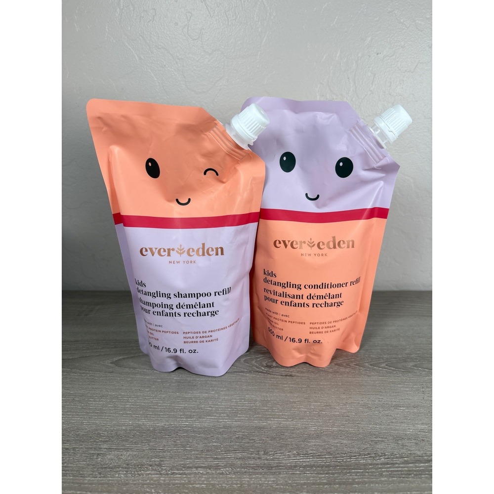 Set of‎ 2 Evereden Kids Detangling Shampoo and Conditioner Refill Pouches 500ml